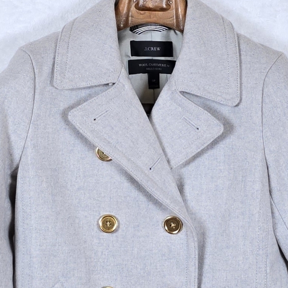 J.Crew Wool Cashmere By Nello Gori Double Breasted Peacoat Gold Buttons 0 Petite - Picture 5 of 16